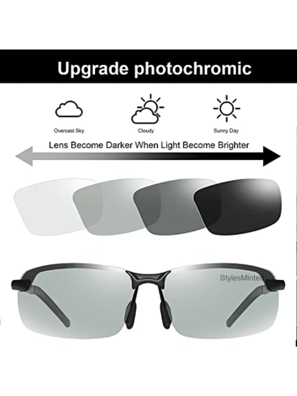 Photochromic Polarized Sunglasses Driving Safety Glasses Men Women
